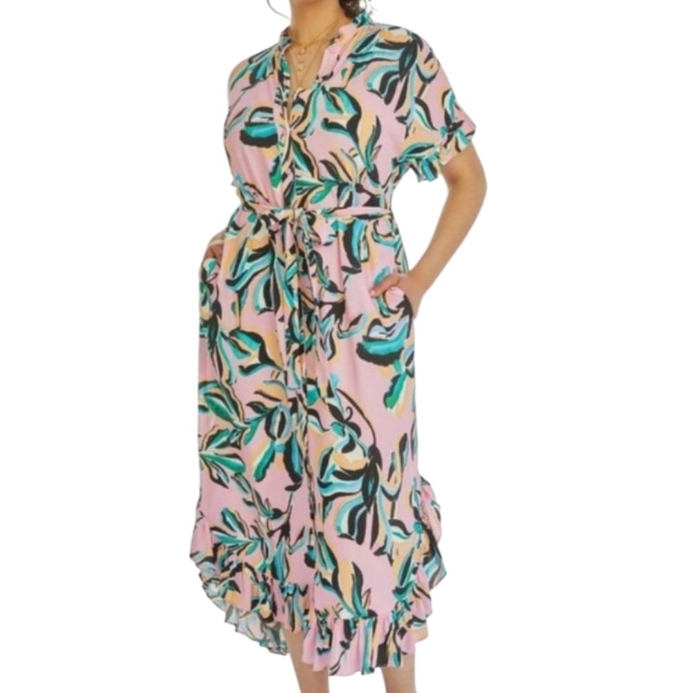 Anthropologie Corey Lynn Calter ruffled hem high low midi dress duster